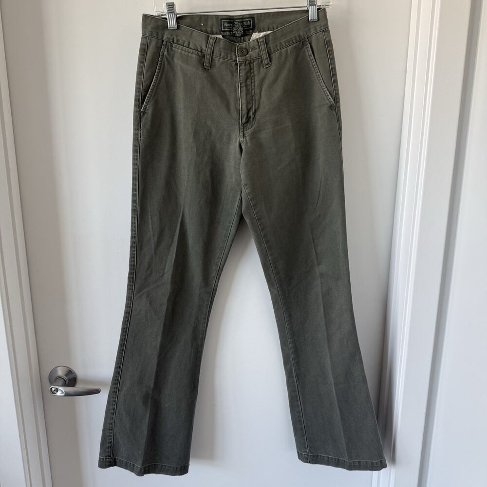 Vtg Y2K Abercrombie & Fitch Flare Chino Pants Womens 4 Utility 100% Cotton Twill